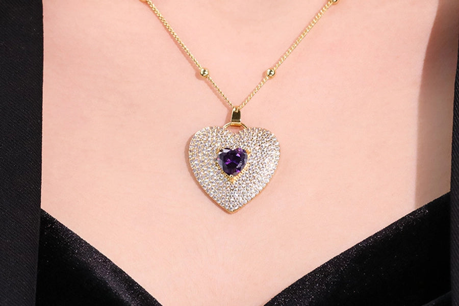 Jewelry Vintage Style Classic Style Heart Shape Copper Zircon Plating Pendant Necklace