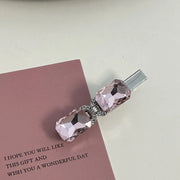 Pink Rhinestone-Two Small Rectangular