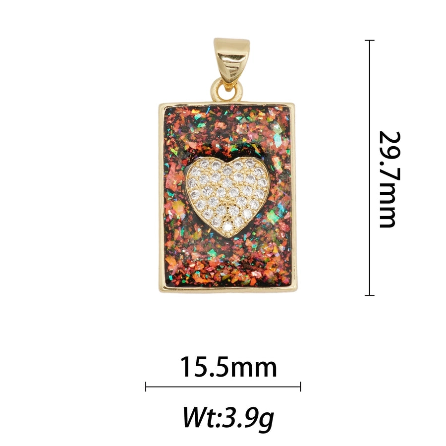 1 Piece Copper Moon Heart Shape Rose Pendant
