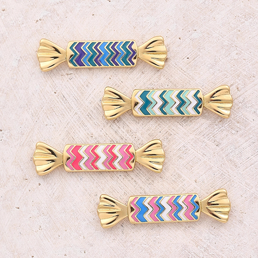 1 Pc/Package 36x9mm Copper 18K Gold Plated Candy Polished Connectors Jewelry Accessories