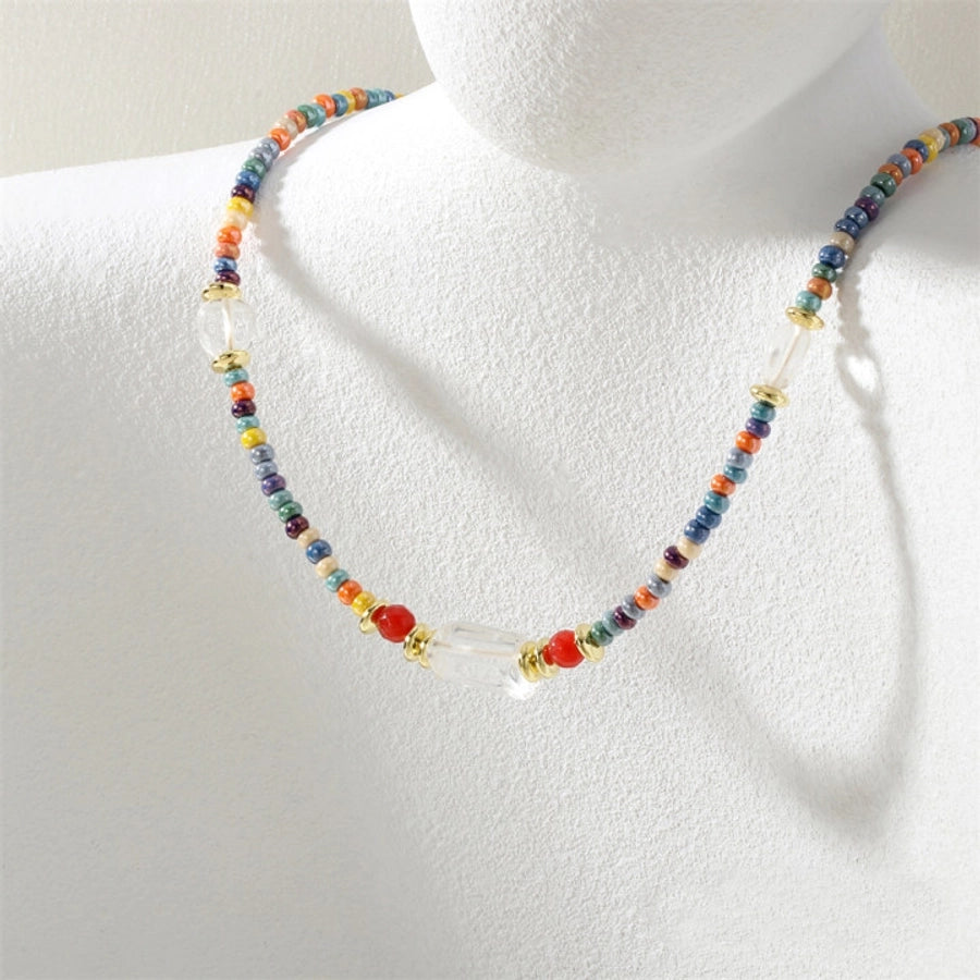 IG Style Ethnic Style Round Glass Beaded Chain Beaded Necklaces