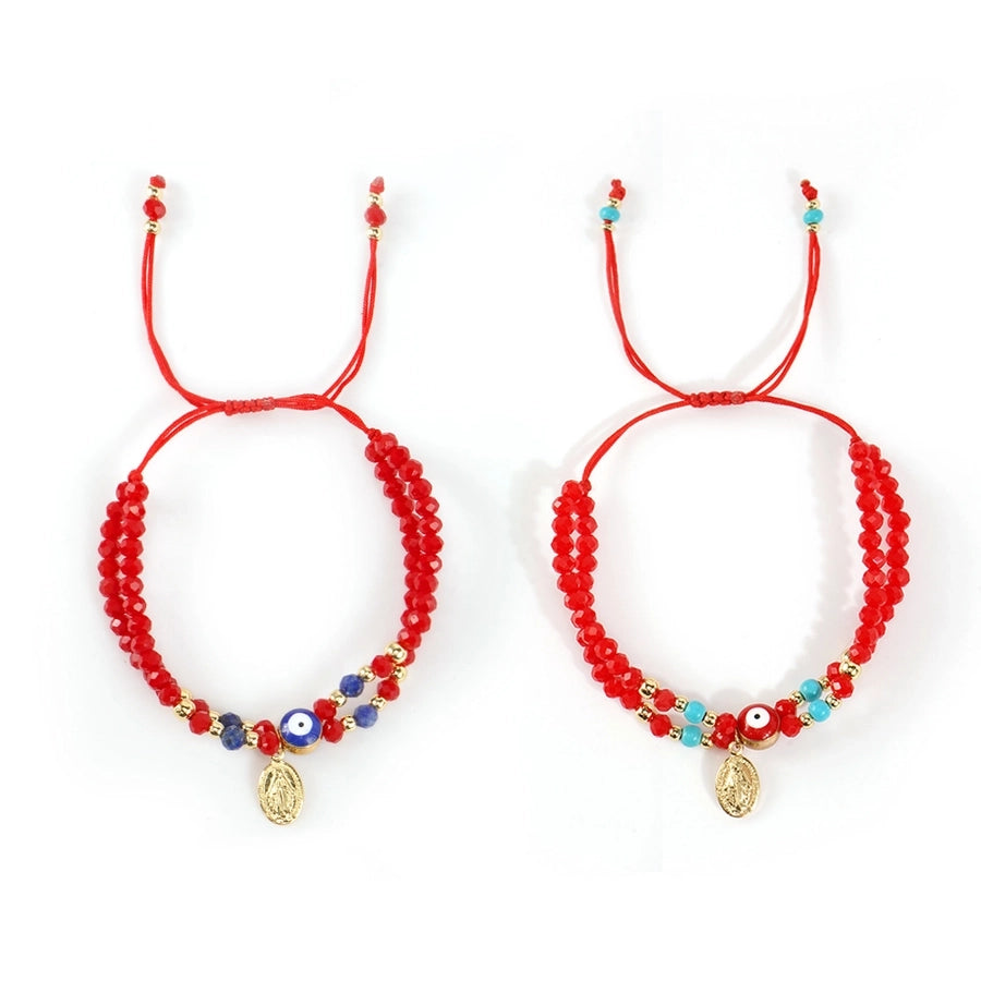 Casual Simple Style Human Eye Artificial Crystal Seed Bead rope Woven Chain Beaded Bracelets