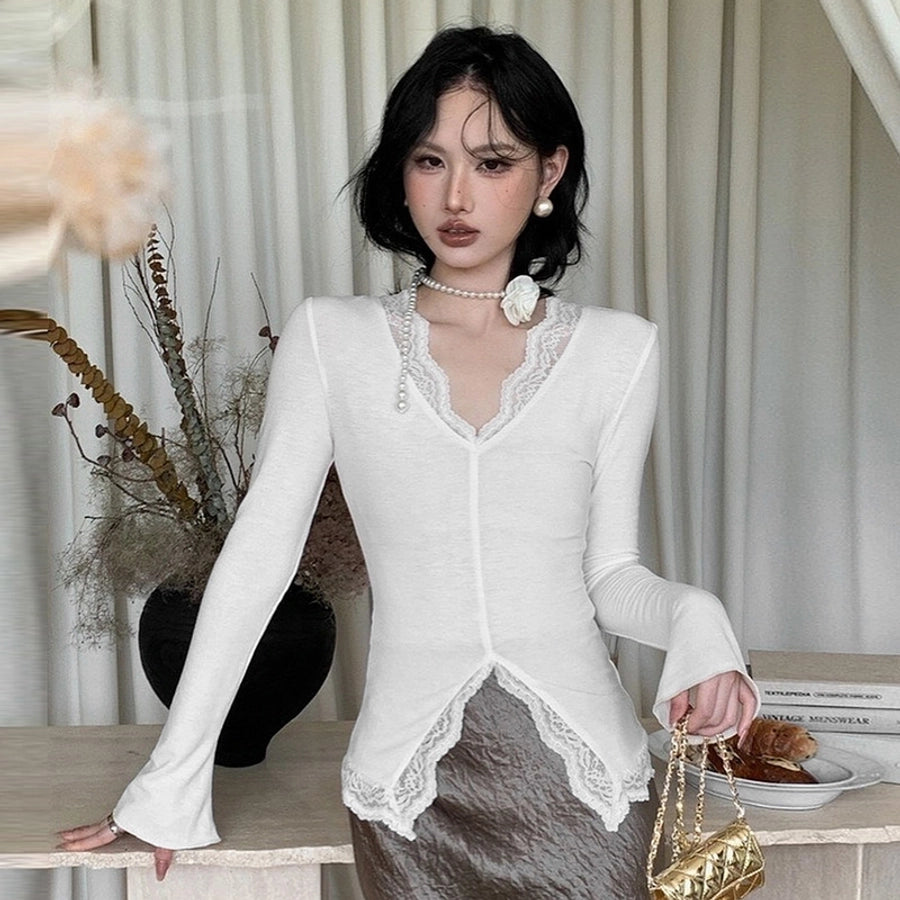 Women's T-shirt Long Sleeve Blouses Vacation Simple Style Solid Color