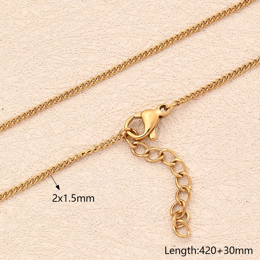 5 Strands/Package 304 Stainless Steel 18K Gold Plated Rose Gold Plated Cuban Link Chain Curb Chain Polished 450mm 500mm 600mm Jewelry Accessories