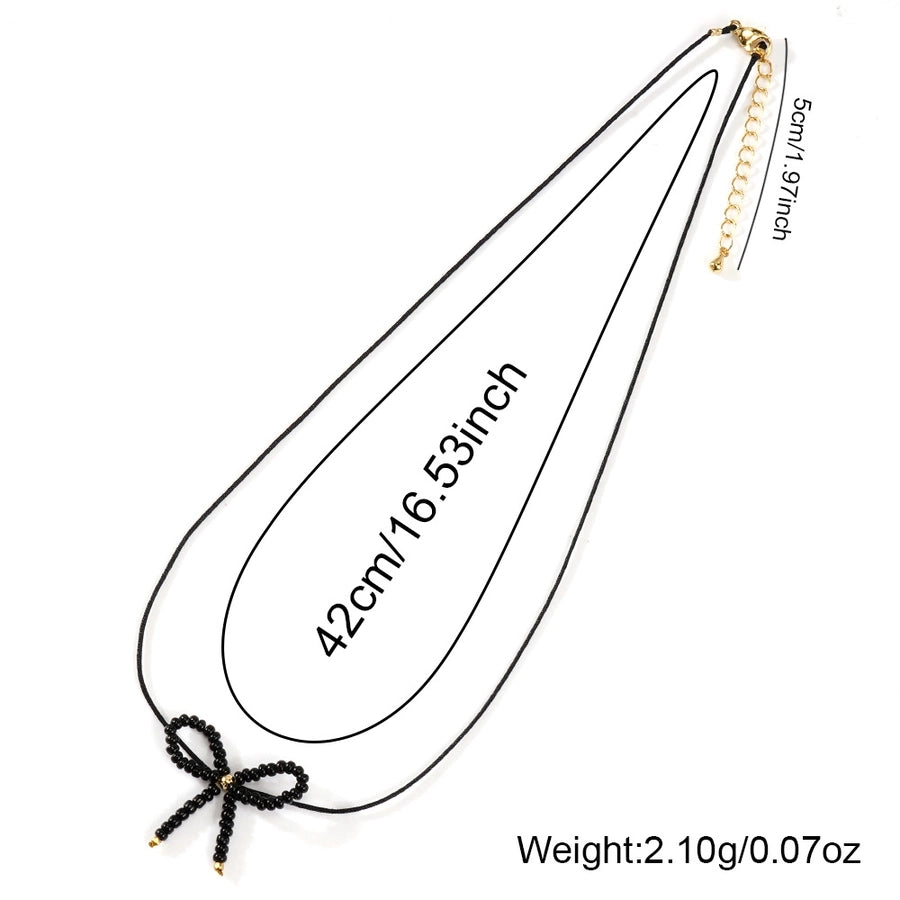 IG Style Casual Bow Knot Seed Bead rope Woven Chain Pendant Necklaces