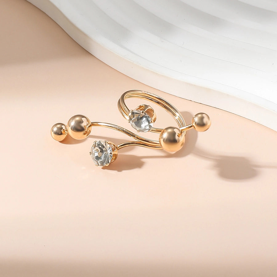 Elegant Streetwear Geometric Alloy Rhinestones Pearl Women's Rings