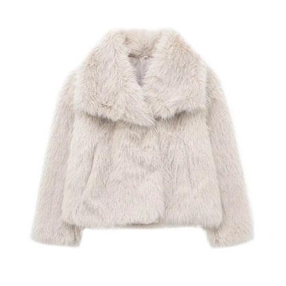 Women's Elegant Solid Color Coat Faux Fur Coat