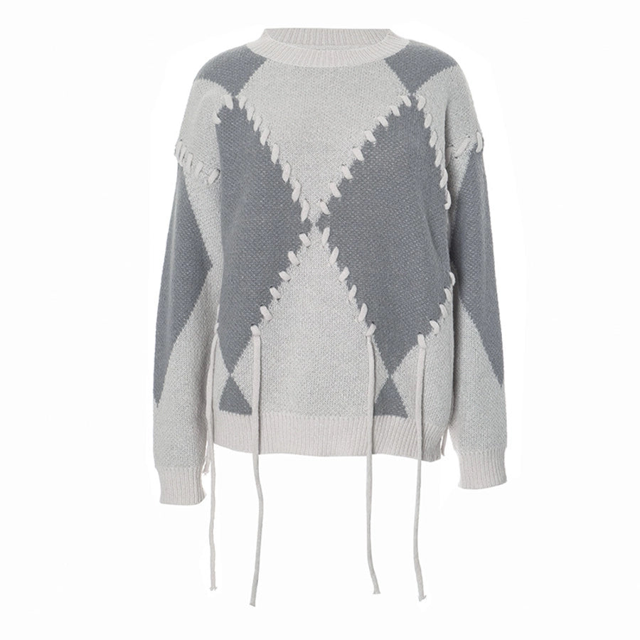 Women's Sweater Long Sleeve Sweaters & Cardigans Tie Streetwear Plaid