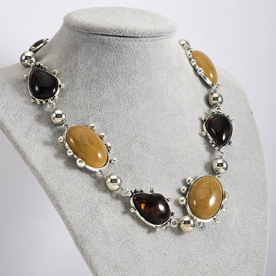 Elegant Simple Style Oval Water Droplets Zinc alloy  Beaded Necklaces