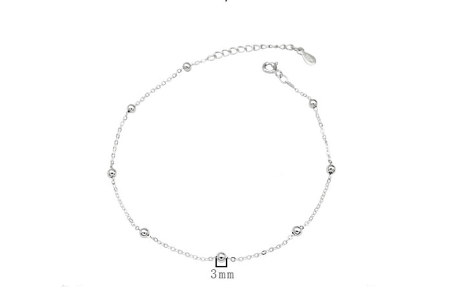 new s925 sterling silver beads cross chain anklet Korea  temperament simple foot ornaments personalized jewelry