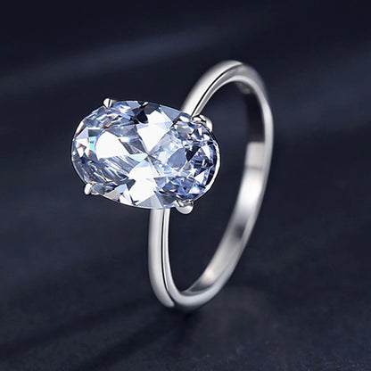 s925 Sterling Silver Ring Women's   Simple Luxury 5 karat Oval Simulation Diamond Platinum Plated Ring