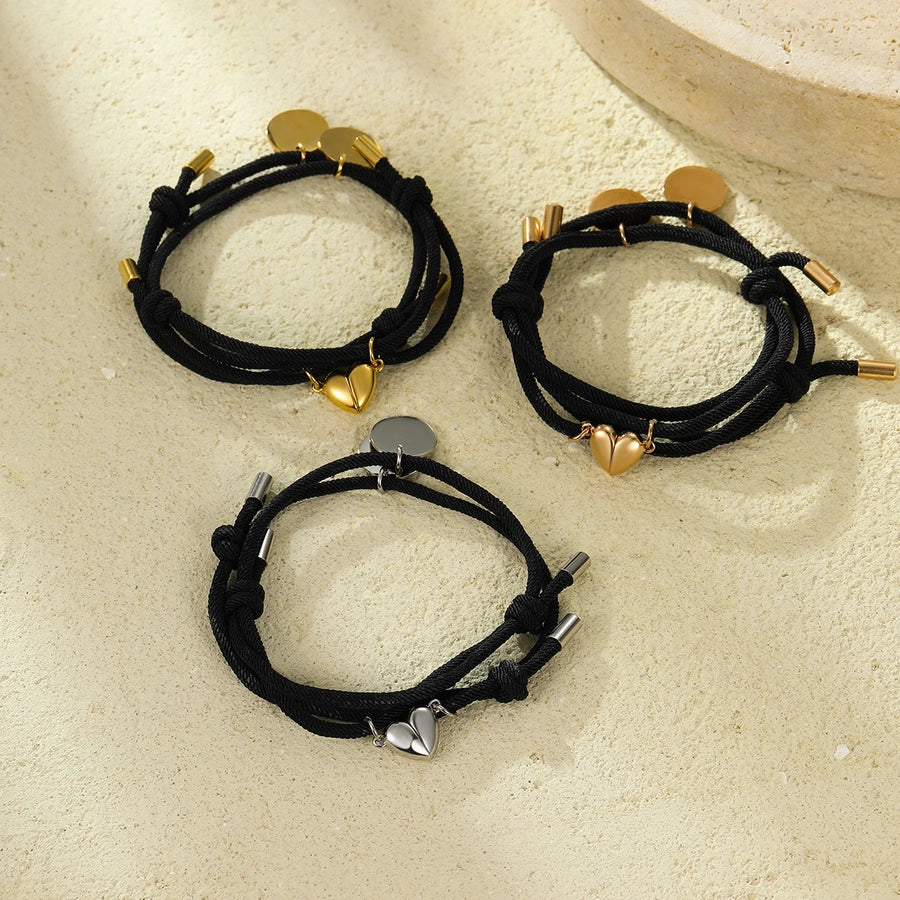 Lady Heart Shape 304 Stainless Steel rope Woven Chain String Bracelets