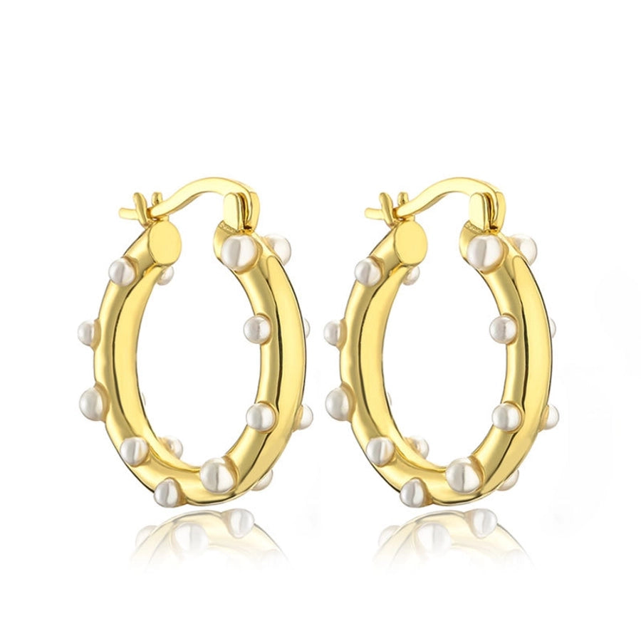 1 Pair Simple Style Geometric Imitation Pearl Copper Earrings