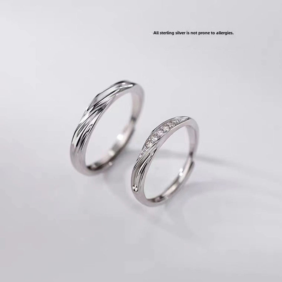 s925 Sterling Silver Mobius Couple Ring Fashion Personality Niche Design Plain Ring Ring