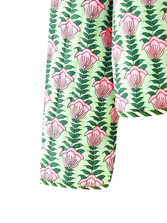 Women's Vacation Simple Style Flower Printing Coat cotton clothes