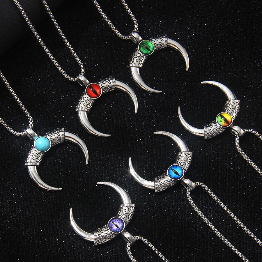 Hip-Hop Vintage Style Devil's Eye Horns 201 Stainless Steel Alloy Plating Unisex Pendant Necklace