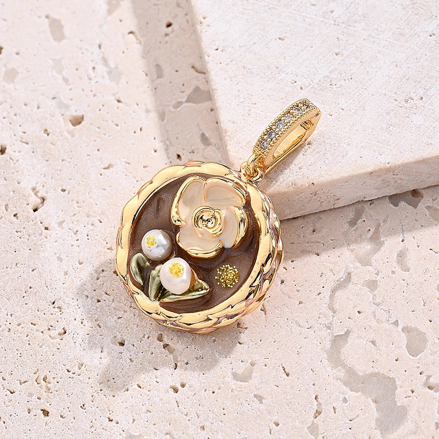 1 Piece 22.5x18mm 23x21.5mm 24x22mm 6.5x4.2mm Freshwater Pearl Copper Zircon 18K Gold Plated Round Flower Lotus Polished Pendant Jewelry Buckle Jewelry Accessories