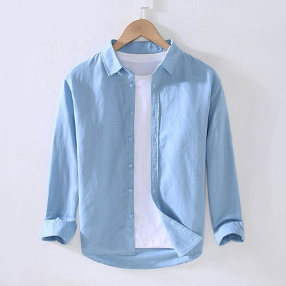 Men's Solid Color Casual Business Shirt Collar Long Sleeve Slim Men's Tops