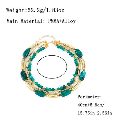 Retro Geometric Arylic Alloy Beaded Chain Paperclip Chain Layered Necklaces