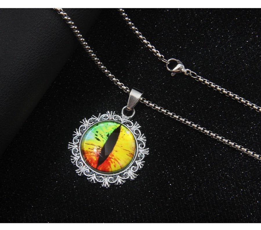 Hip-Hop Round Devil's Eye 201 Stainless Steel Alloy Unisex Pendant Necklace
