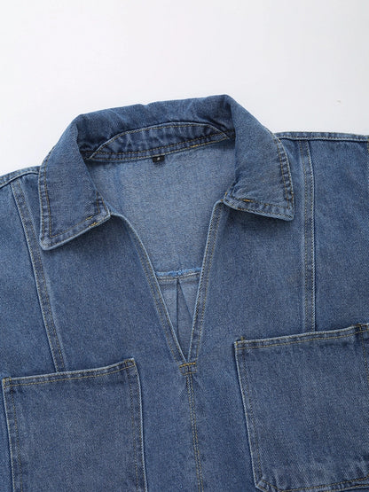 Daily Women's Simple Style Classic Style Solid Color Denim Pocket Skirt Sets Skirt Sets