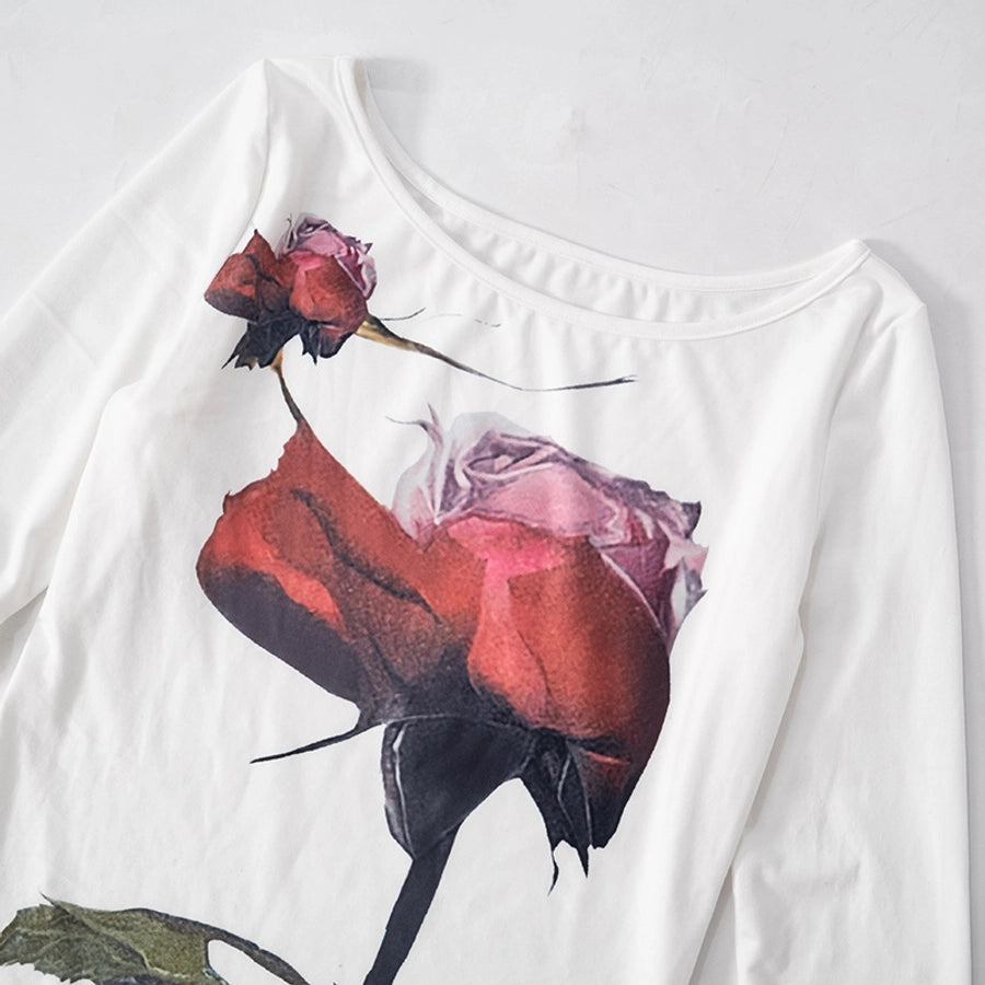 Women's T-shirt Long Sleeve T-Shirts Vacation Simple Style Flower