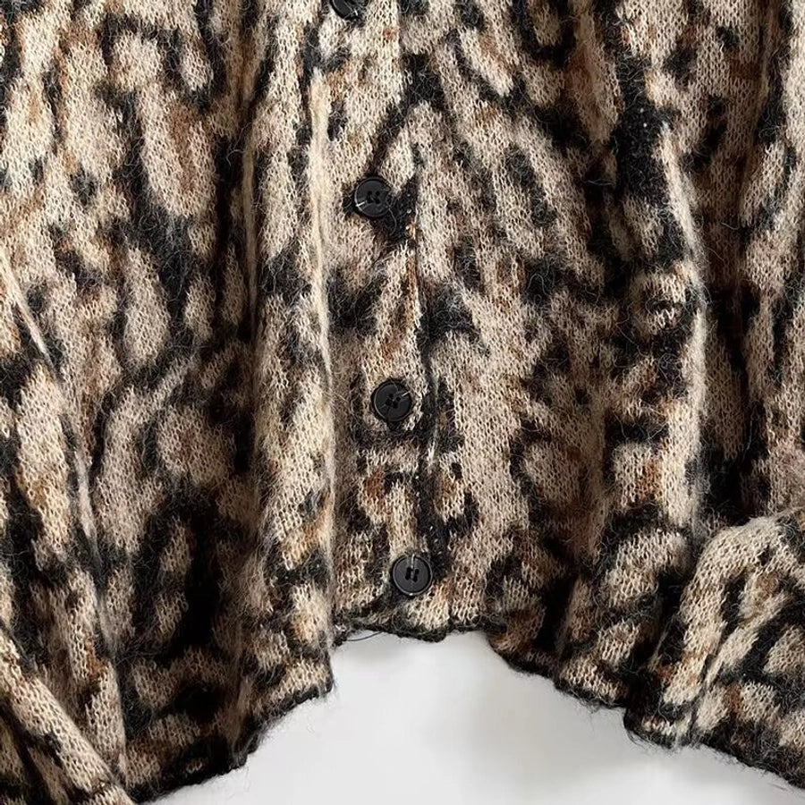 Women's Coat Long Sleeve Sweaters & Cardigans Elegant Leopard