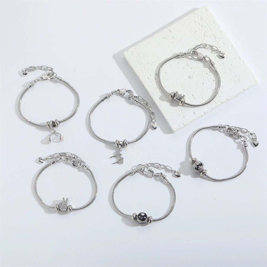 Jewelry Elegant Simple Style Commute Heart Shape Copper Zircon 14K Gold Plated Bracelets