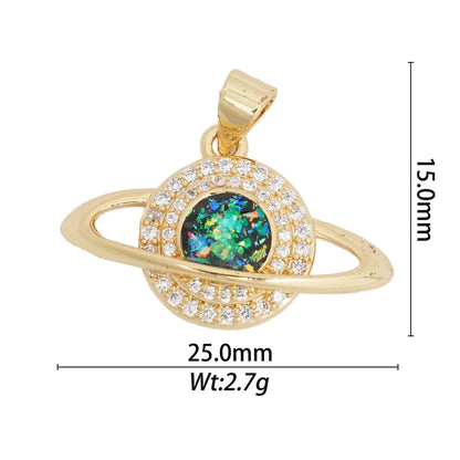 1 Piece Copper Zircon Hexagon Bear Planet Pendant