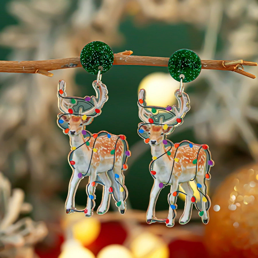 1 Pair Cute Vacation Christmas Hat Christmas Tree Elk Plating Arylic Earrings
