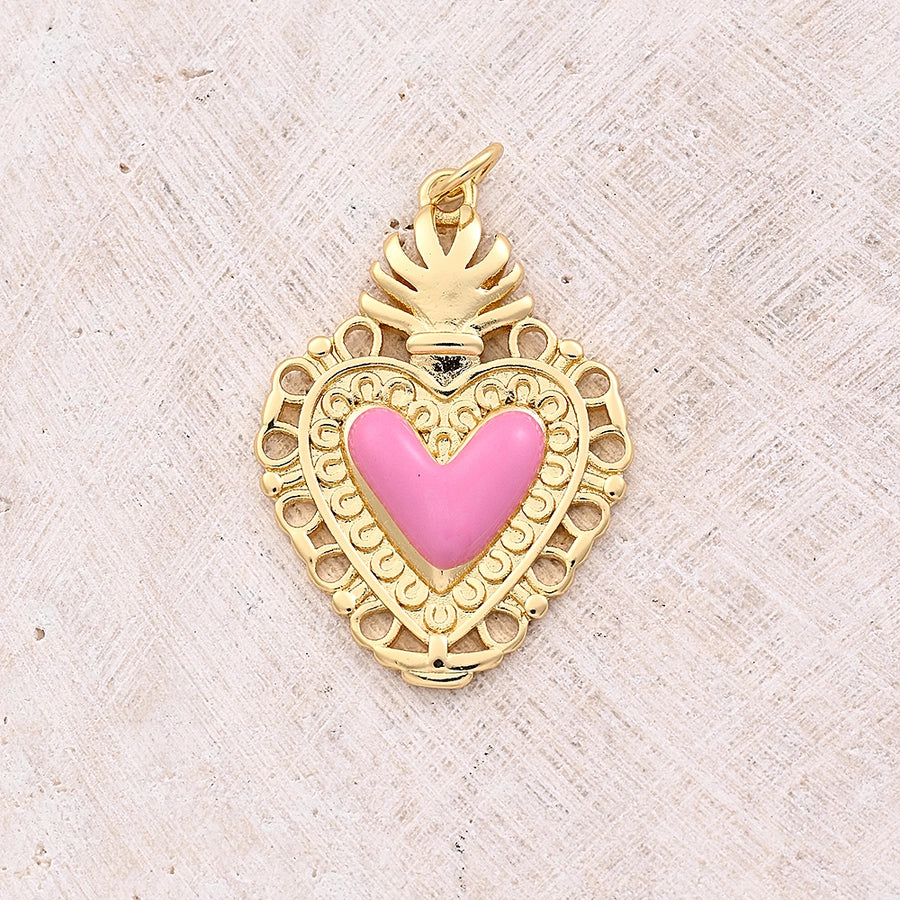 1 Pc/Package 18x12.5mm 18x6mm Hole 3~3.9mm Copper 18K Gold Plated Heart Shape Polished Pendant Jewelry Accessories