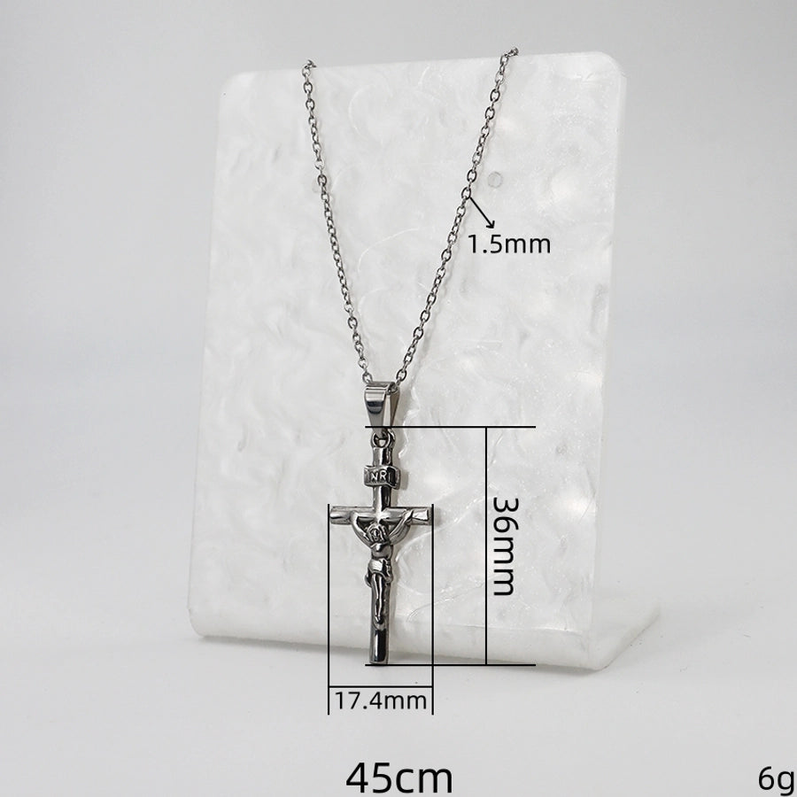 Jewelry Casual Vintage Style Cross 304 Stainless Steel Handmade Pendant Necklace