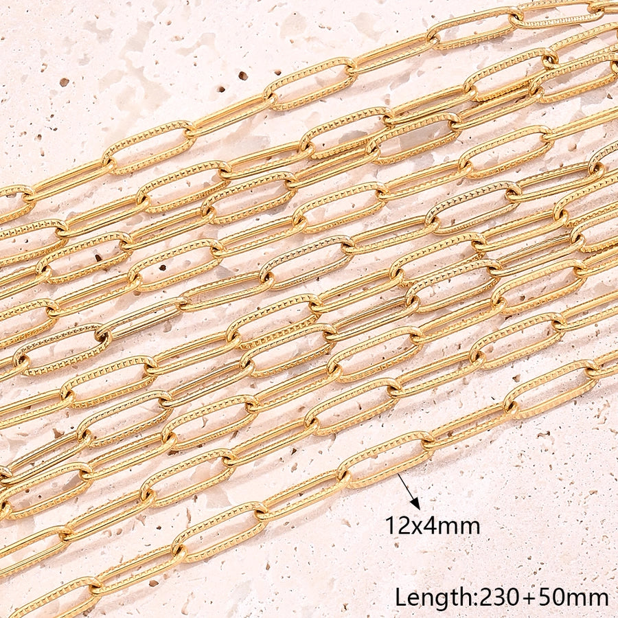 5 Strands/Package 304 Stainless Steel 18K Gold Plated cable chain Polished Length: 170 50mm Length:230+50mm Jewelry Accessories