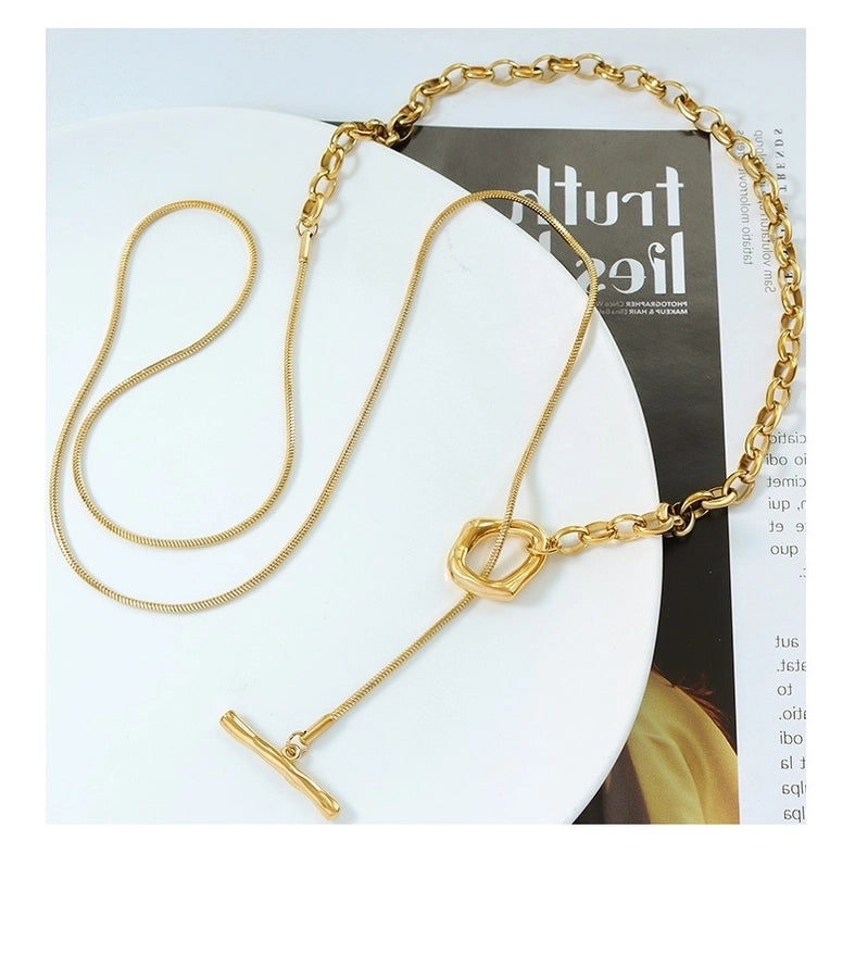 Jewelry Simple Style Geometric 304 Stainless Steel 18K Gold Plated Pendant Necklace