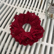 High-End Wine Red Lace Hair Ring