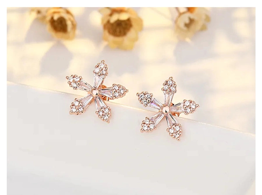 S925 Sterling Silver Needle Floret Zircon Earrings for Women Simple Small Cute Fresh Style Mori Style Sweet Elegant Earrings