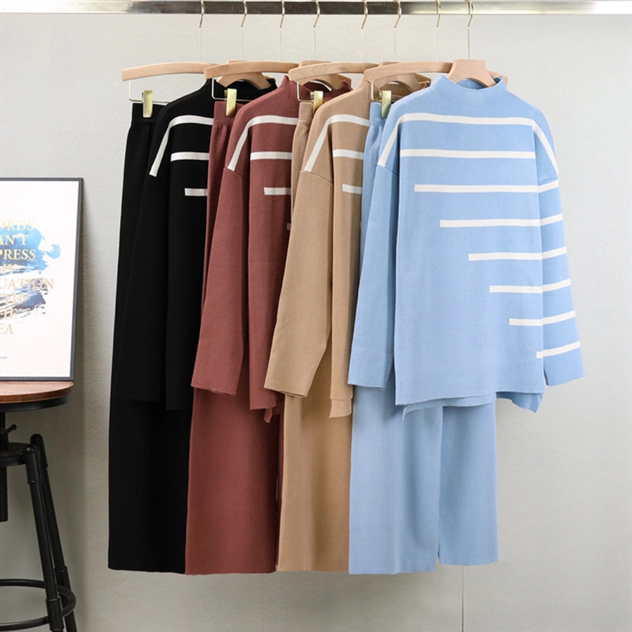 Holiday Daily Women's Vacation Simple Style Stripe Polyester Pants Sets Pants Sets