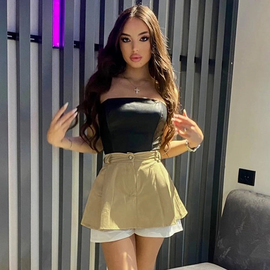 Summer Streetwear Solid Color Spandex Polyester Above Knee Skirts