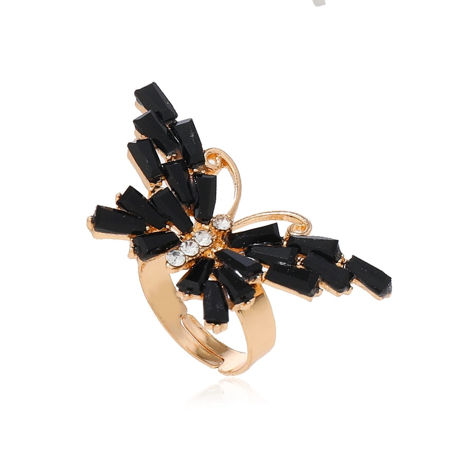 Elegant Butterfly Alloy Rhinestones Women's Adjustable Ring
