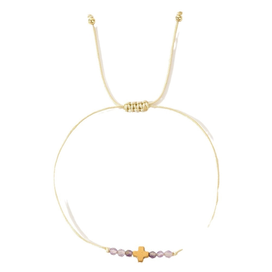 Simple Style Cross natural stone rope Copper  String Bracelets
