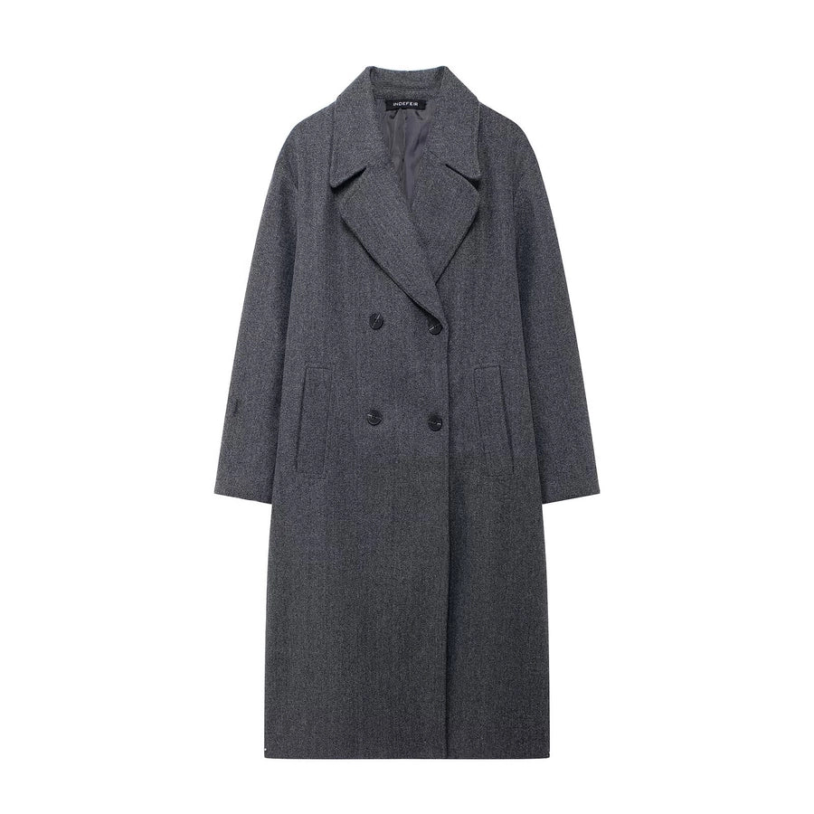 Women's Elegant Solid Color Double Breasted Coat