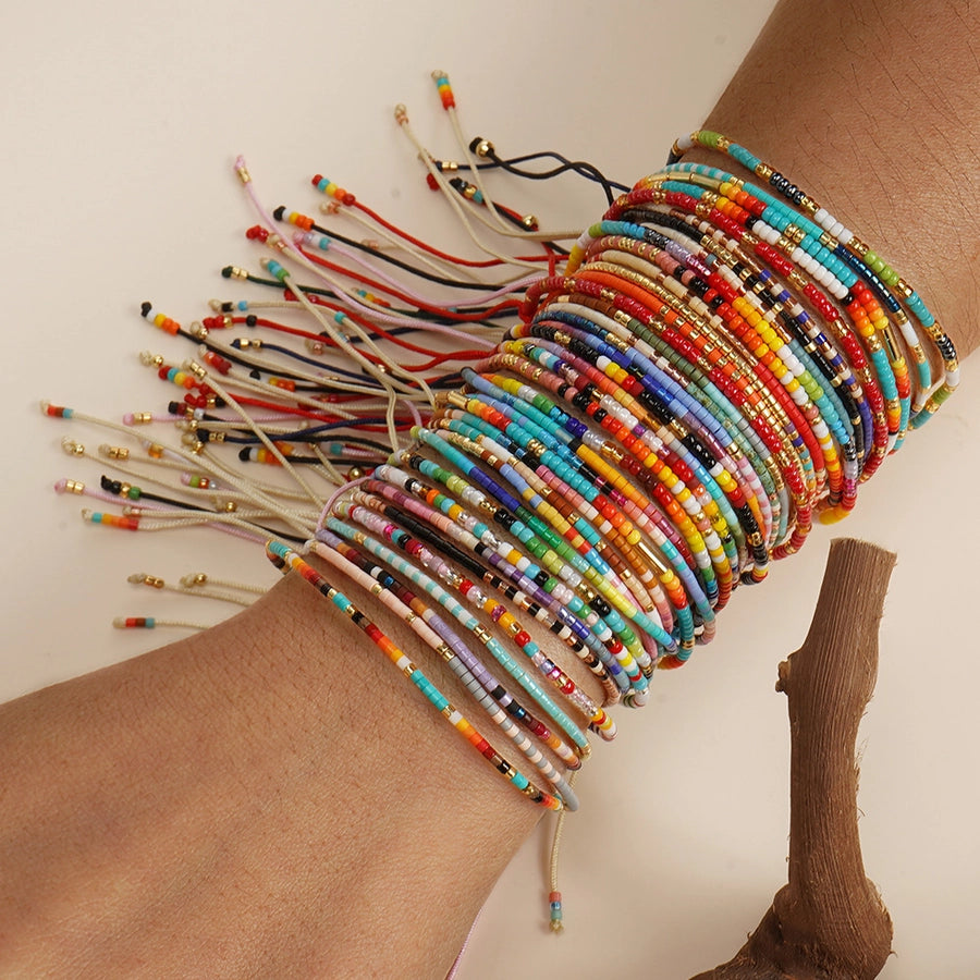 Bohemian Round Seed Bead Wax line Copper  Beaded Bracelets