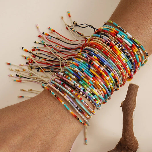 Bohemian Round Seed Bead Wax line Copper  Beaded Bracelets