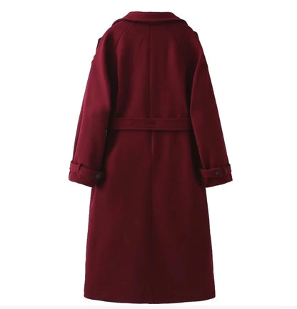 Women's Preppy Style Solid Color Coat Woolen Coat