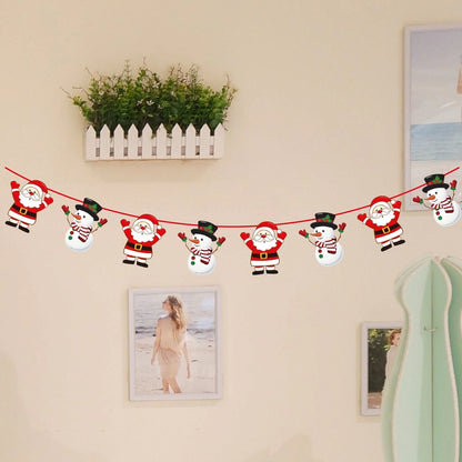 Christmas Paper Flag Christmas Window Hotel Scene Decoration Flag  Santa Claus Flag