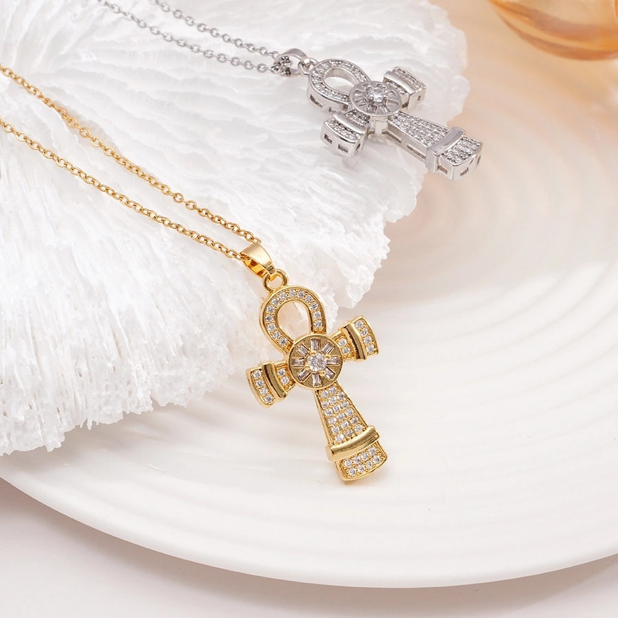 Jewelry Glam Lady Sexy Cross 304 Stainless Steel Copper Necklace