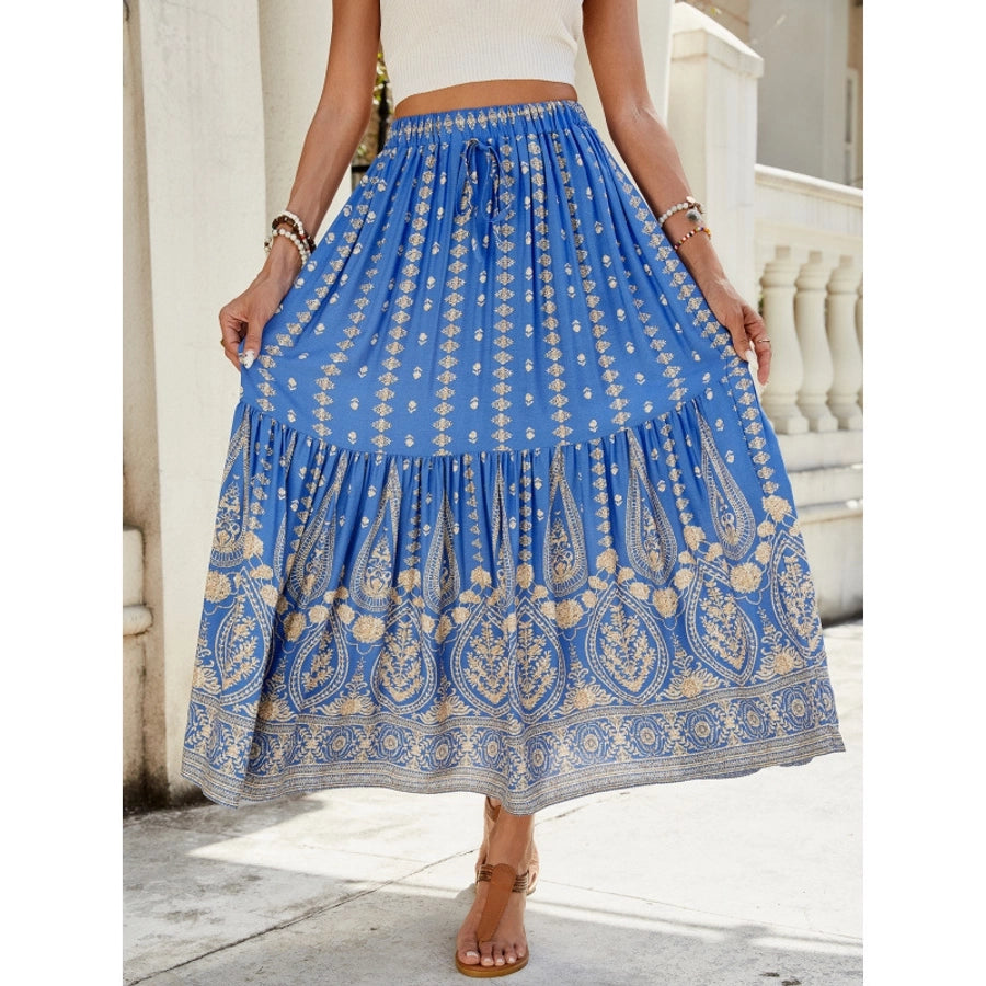 Summer Vacation Printing Polyester Maxi Long Dress Skirts