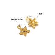 10 * 13mm Starfish 1.5mm Single Hanger Gold