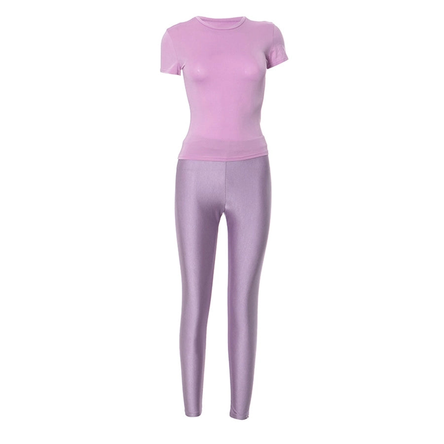 Daily Women's Streetwear Solid Color Spandex Polyester Pants Sets Pants Sets