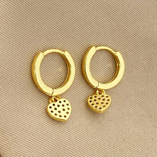 1 Pair Sweet Heart Shape Inlay Brass Zircon Drop Earrings